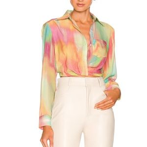 Le Superb Multi Color Collared Crop Top